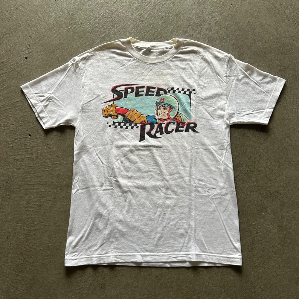 Vintage 90s Speed Racer‎ Shirt Size Large White 1998 Anime Cartoon Tatsunoko